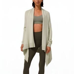 Lululemon Womens Cashmere Cashlu Knit Wrap Cardigan Heathered Rosemary Green M/L